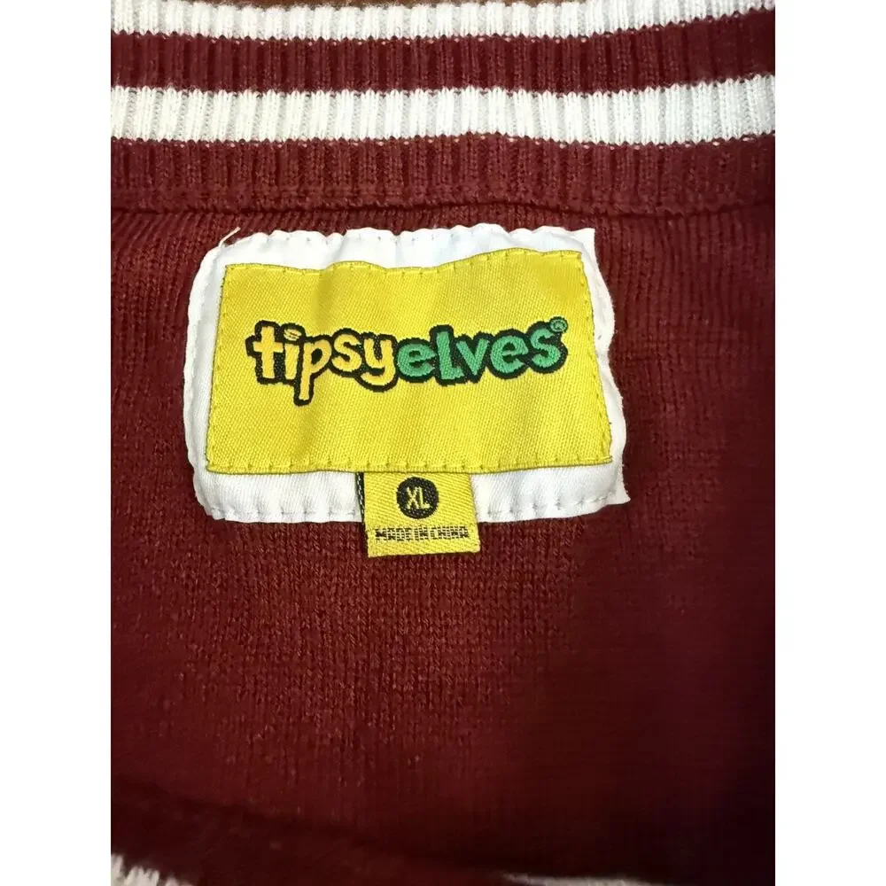 Tipsy Elves I SAW THAT YOU NASTY Ugly Christmas Sweater Santa Mens Sz XL, Maroon